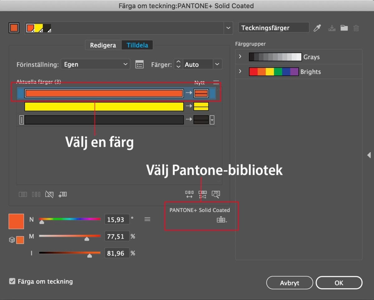 CMYK till Pantone, Konvertera CMYK till Pantone