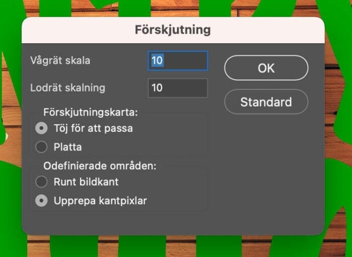 text på ojämn yta, Text på ojämn yta i Photoshop