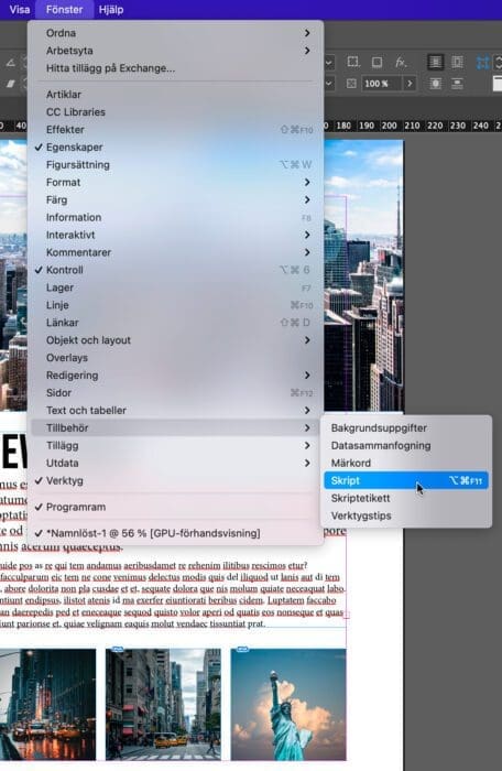 radera alla bilder, Radera alla bilder i ett InDesign-dokument
