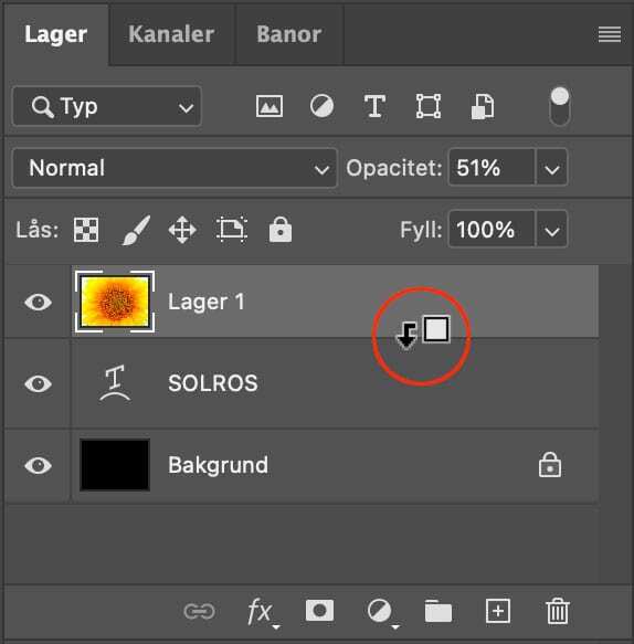 klippgrupp, Bild i text med klippgrupp i Photoshop