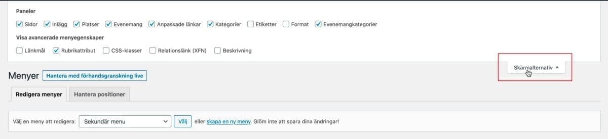 skärmalternativ