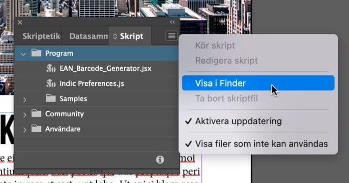 radera alla bilder, Radera alla bilder i ett InDesign-dokument