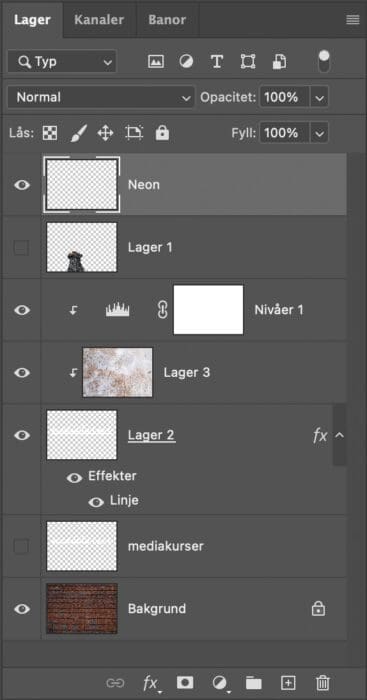 neontext, Neontext – så gör du i Photoshop