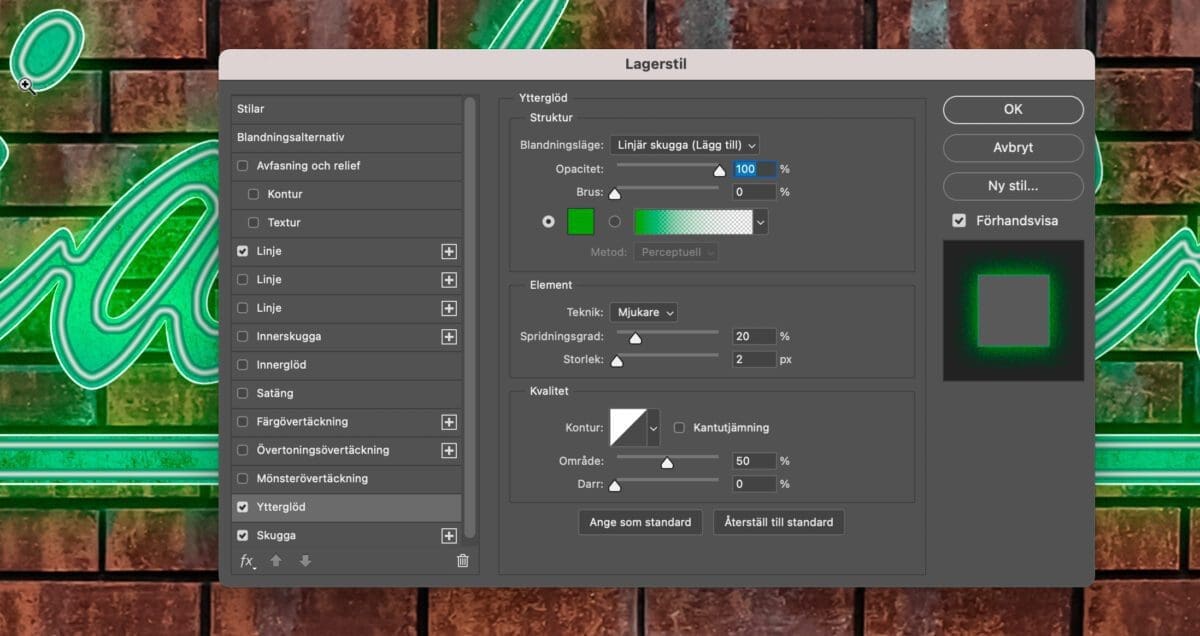 neontext, Neontext – så gör du i Photoshop