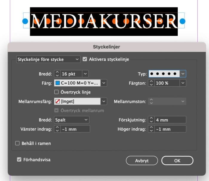 Tecken före och efter rubrik, Tecken före och efter rubrik – så gör du i InDesign