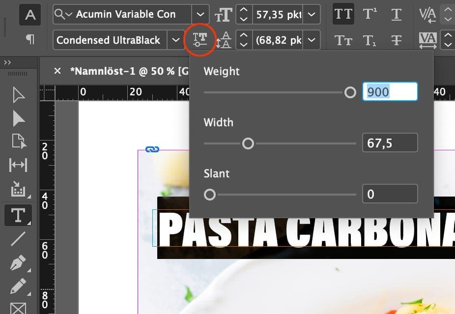 Variabla teckensnitt, Variabla teckensnitt i Photoshop och Illustrator