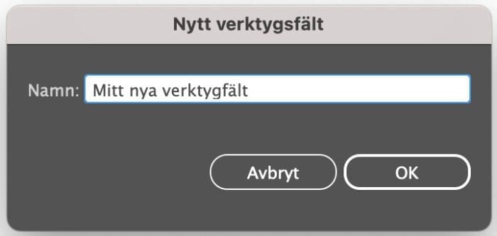 verktygsfält, Eget verktygsfält i Illustrator