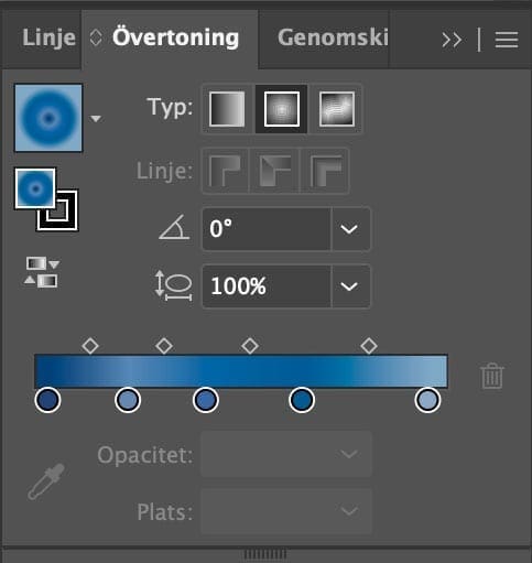 övertoningar, Flytta övertoningar från Illustrator till InDesign