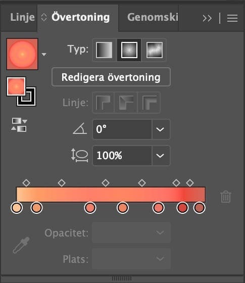övertoningar, Flytta övertoningar från Illustrator till InDesign