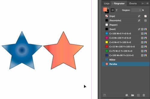 övertoningar, Flytta övertoningar från Illustrator till InDesign