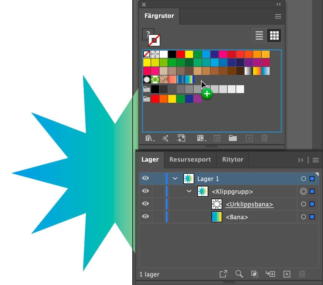 övertoningar, Flytta övertoningar från Illustrator till InDesign