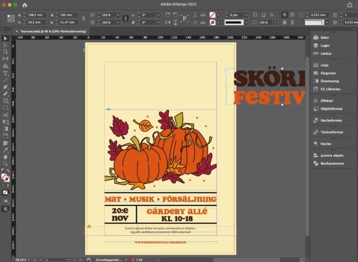 bantext, Bantext i InDesign
