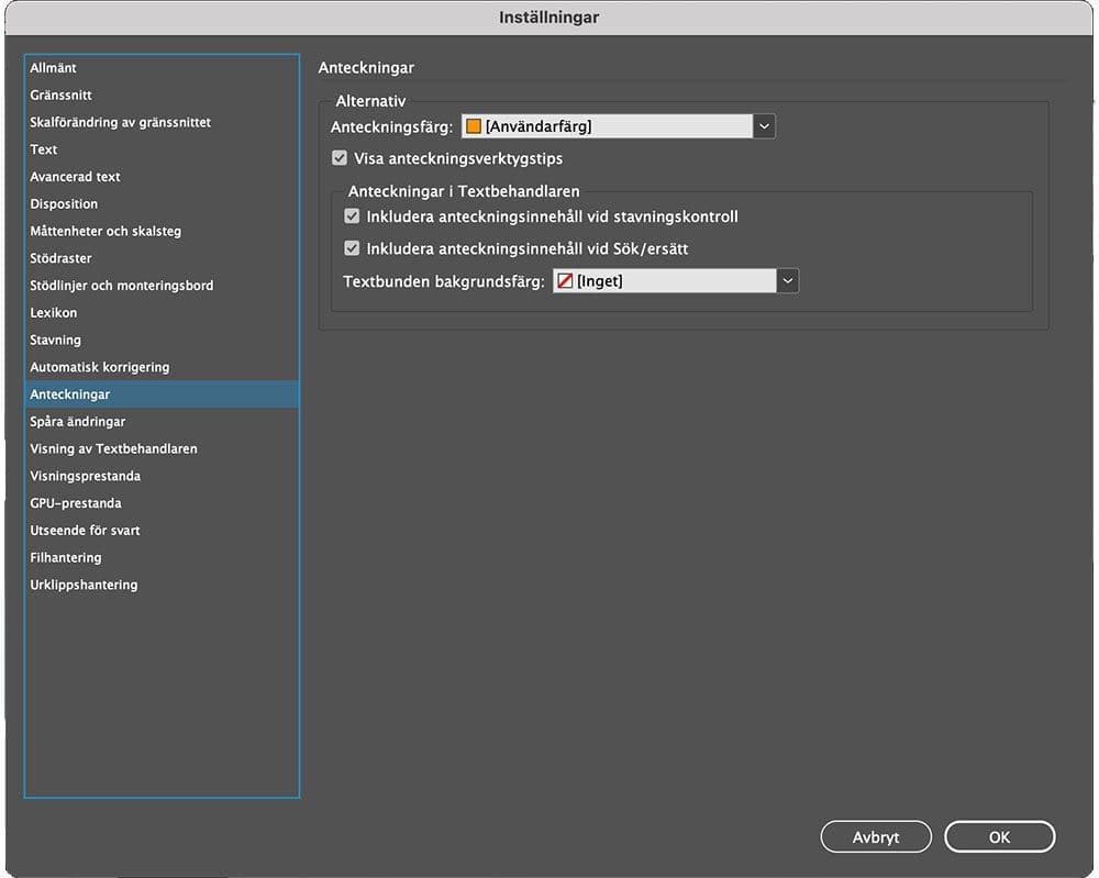 indesigns inställningar, InDesigns inställningar – en snabbguide