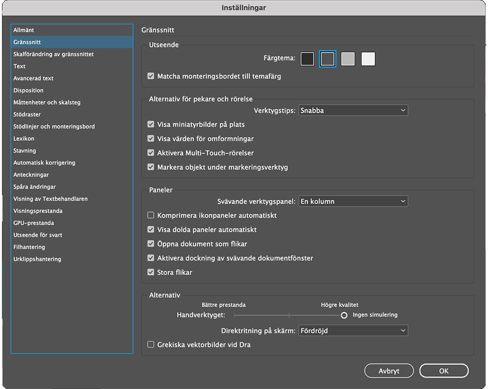 indesigns inställningar, InDesigns inställningar – en snabbguide