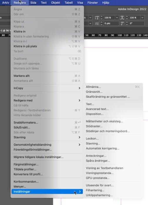 indesigns inställningar, InDesigns inställningar – en snabbguide