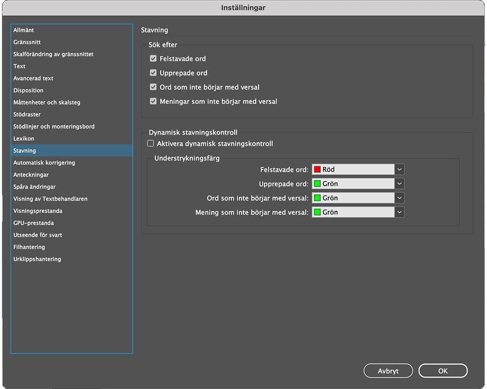 indesigns inställningar, InDesigns inställningar – en snabbguide