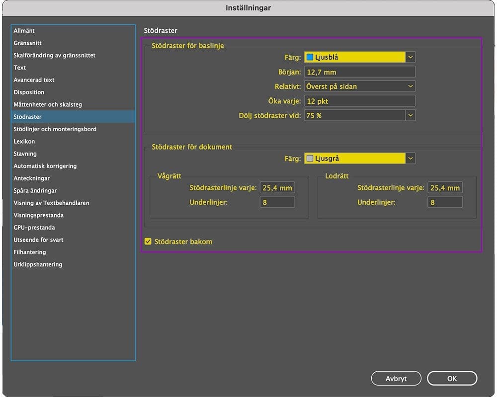 indesigns inställningar, InDesigns inställningar – en snabbguide