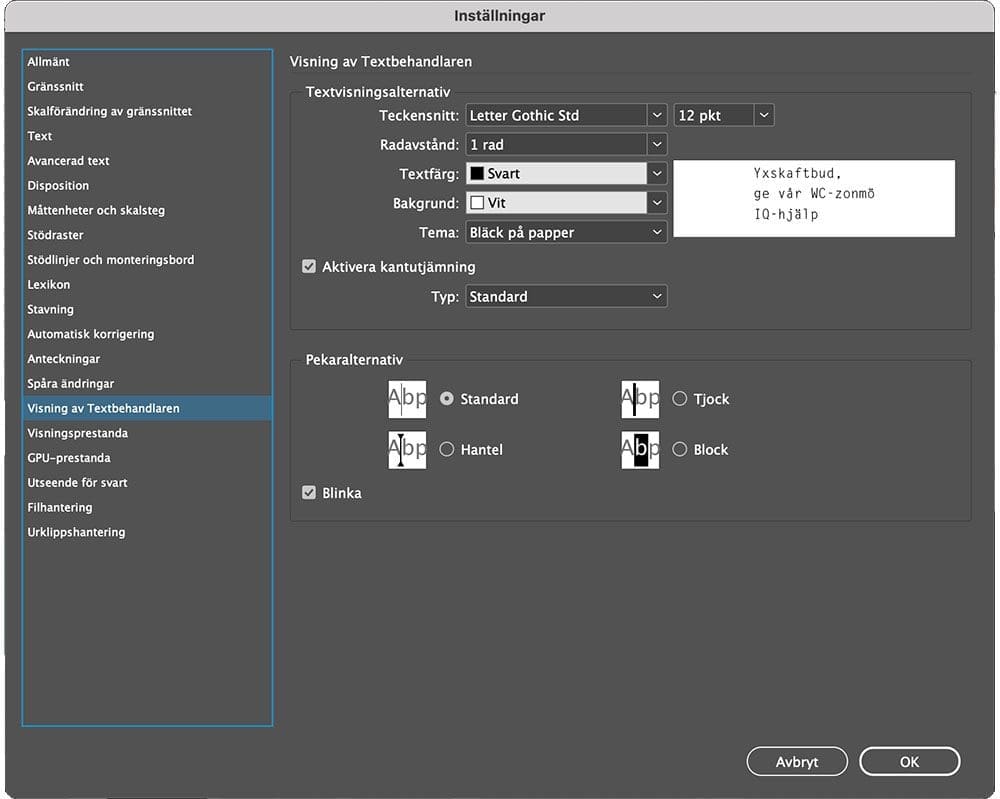 indesigns inställningar, InDesigns inställningar – en snabbguide
