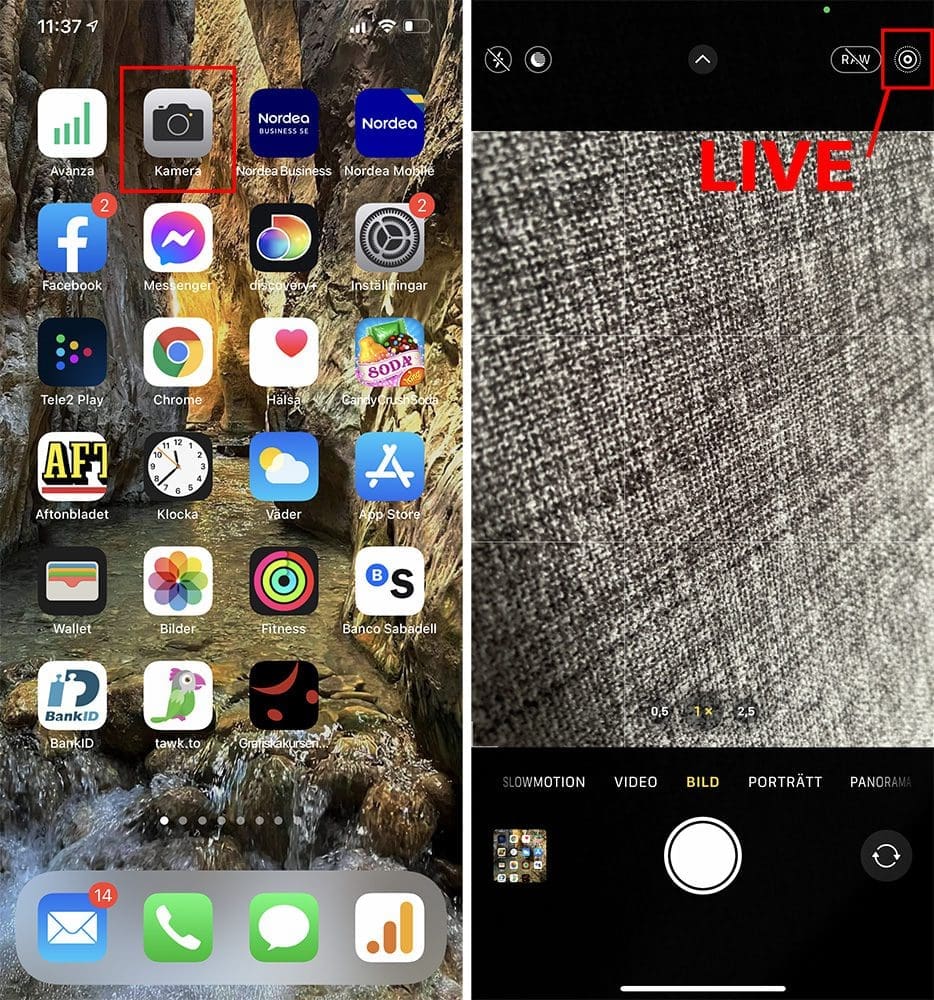 Stäng av LIveläget när du ska fotografera med iPhone