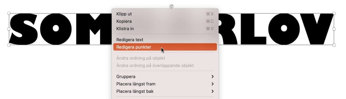konvertera text till former, Konvertera text till former i PowerPoint