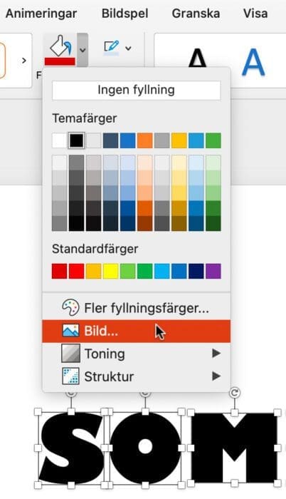 konvertera text till former, Konvertera text till former i PowerPoint