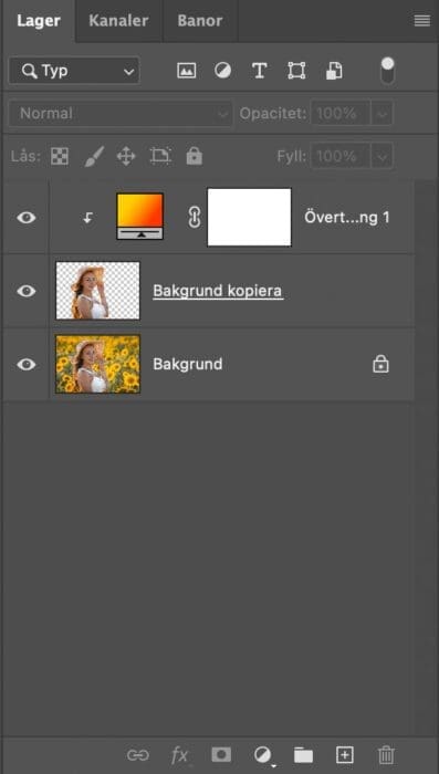 Dra och släppa övertoningar, Dra och släppa övertoningar i Photoshop