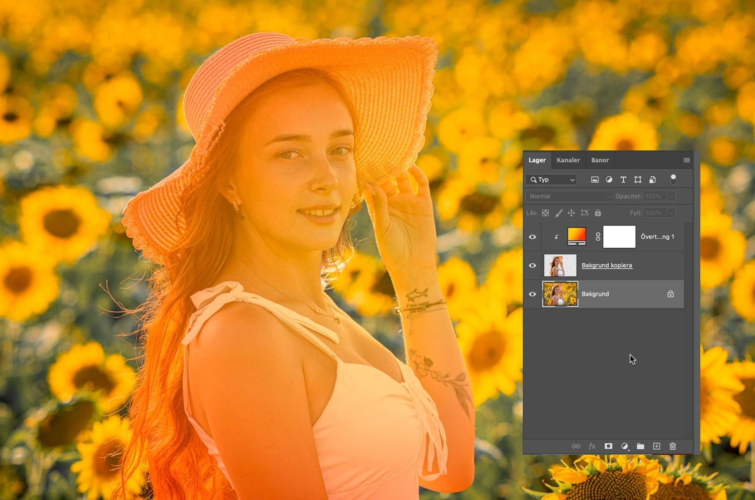 Dra och släppa övertoningar, Dra och släppa övertoningar i Photoshop