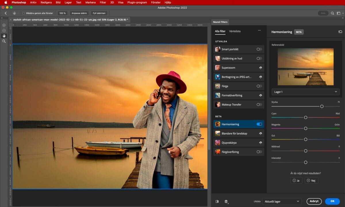 neural filter harmonisering nyheter i Photoshop