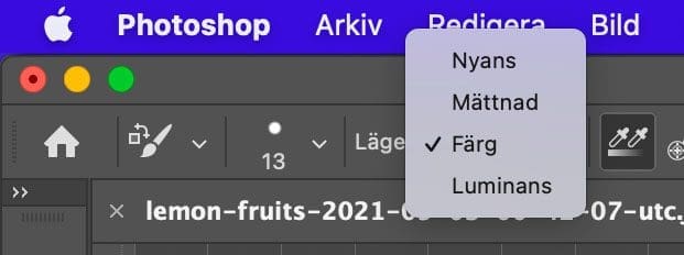 färgersättning, Verktyget Färgersättning i Photoshop