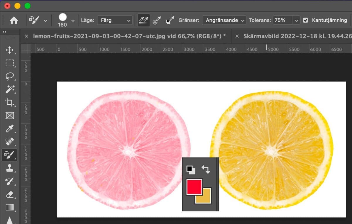 färgersättning, Verktyget Färgersättning i Photoshop