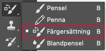 färgersättning, Verktyget Färgersättning i Photoshop