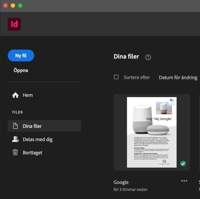 molndokument, Molndokument till InDesign