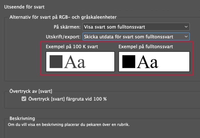 fulltonssvart, Fulltonssvart i InDesign