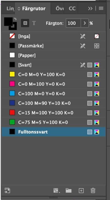 fulltonssvart, Fulltonssvart i InDesign