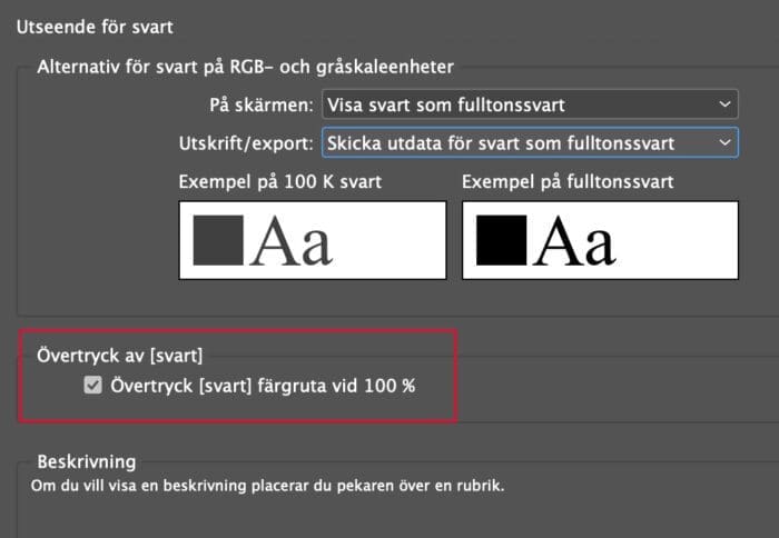 fulltonssvart, Fulltonssvart i InDesign