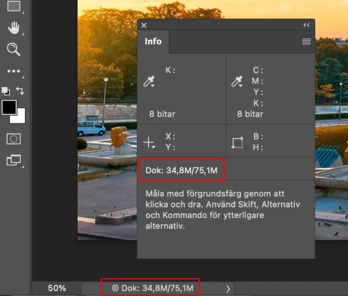 filstorlekar, Filstorlekar och Photoshop