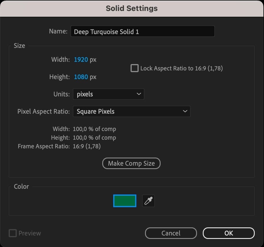 solid color after effects