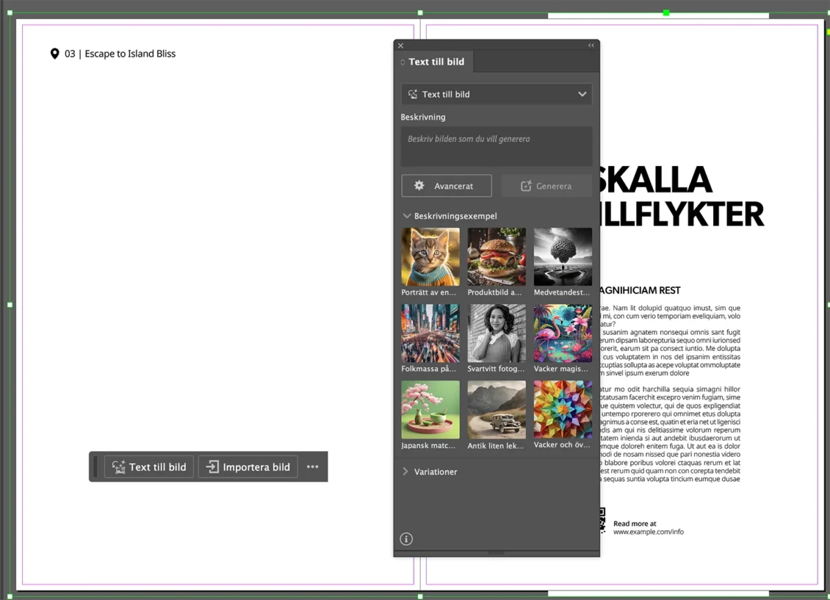 text till bild, Text till bild – AI i InDesign