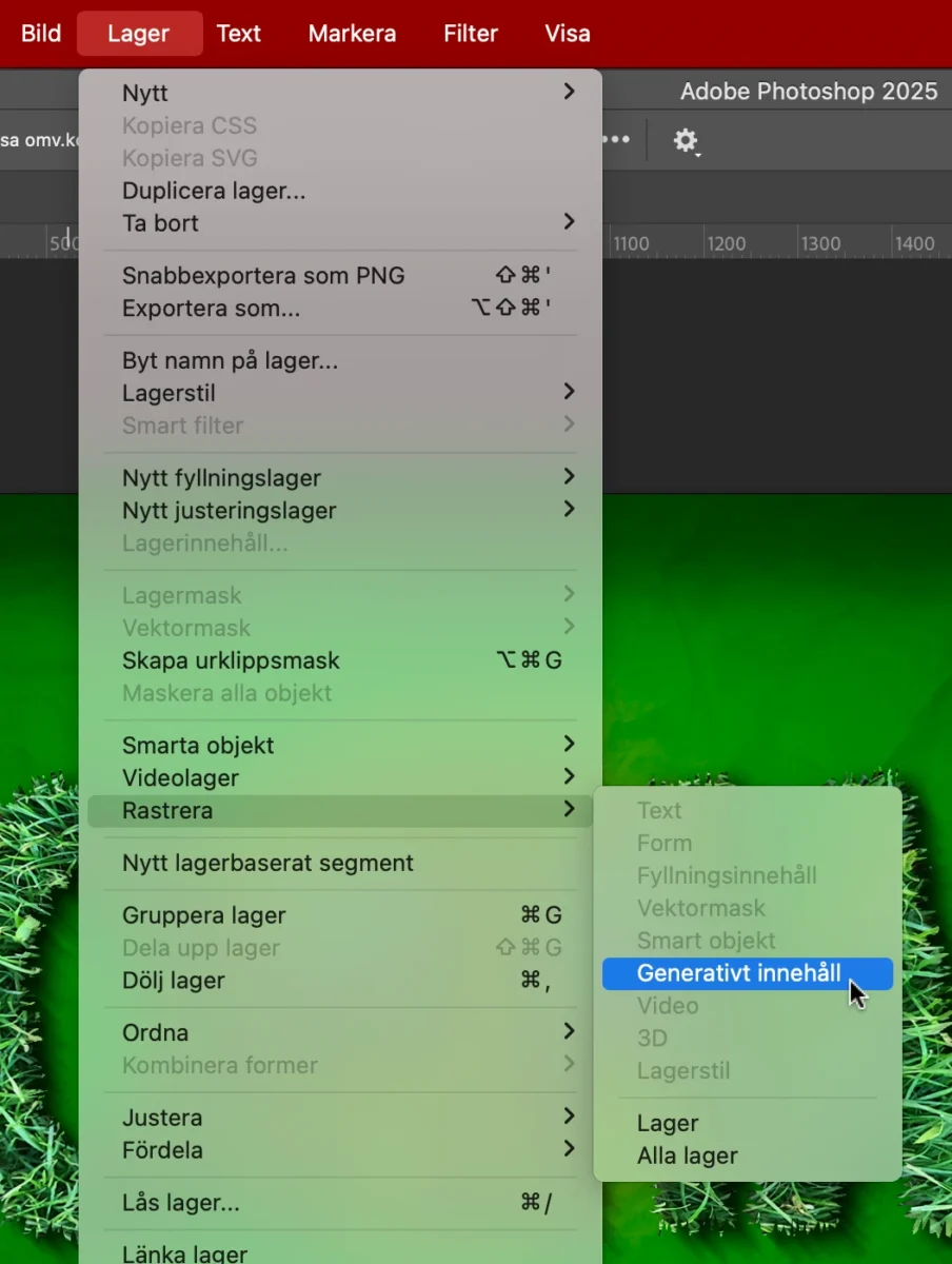 grästexteffekt, Grästexteffekt i Photoshop