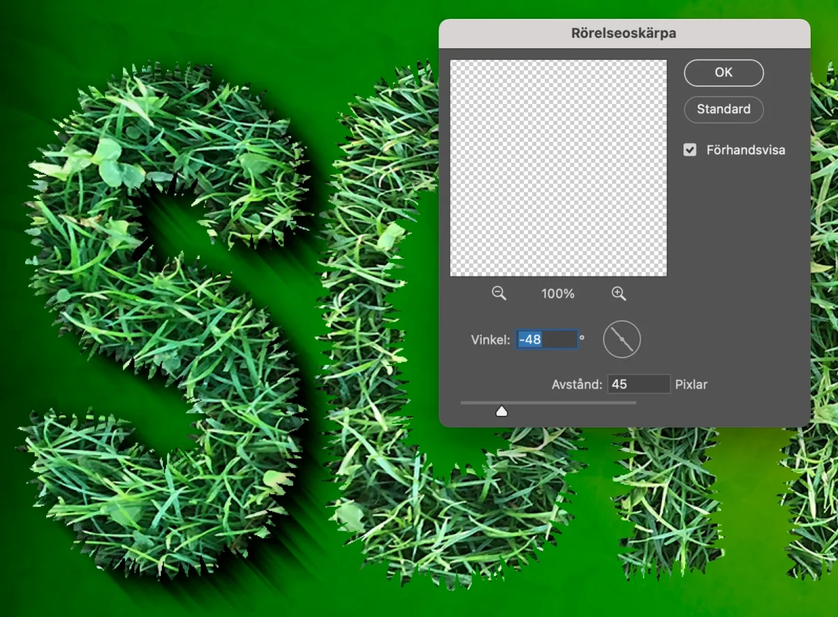 grästexteffekt, Grästexteffekt i Photoshop