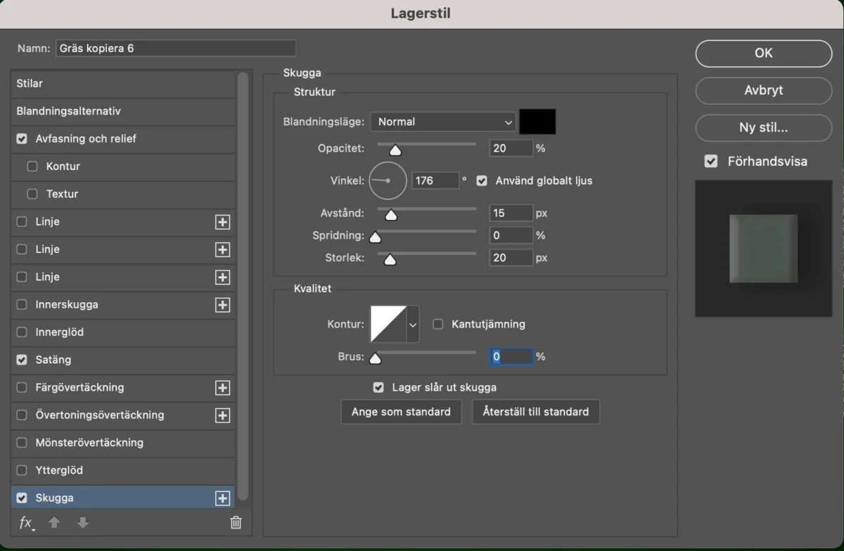 grästexteffekt, Grästexteffekt i Photoshop